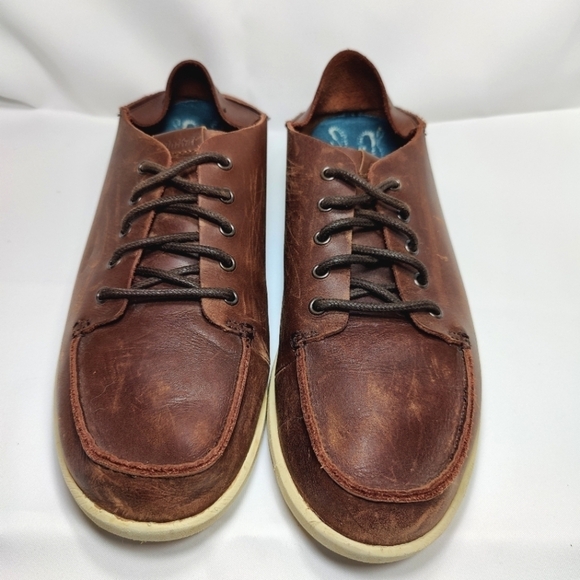 Olukai Nalukai  Slides Drop in Heel Brown Leather Slip On Loafer Men's Shoe 9.5M - Picture 3 of 12